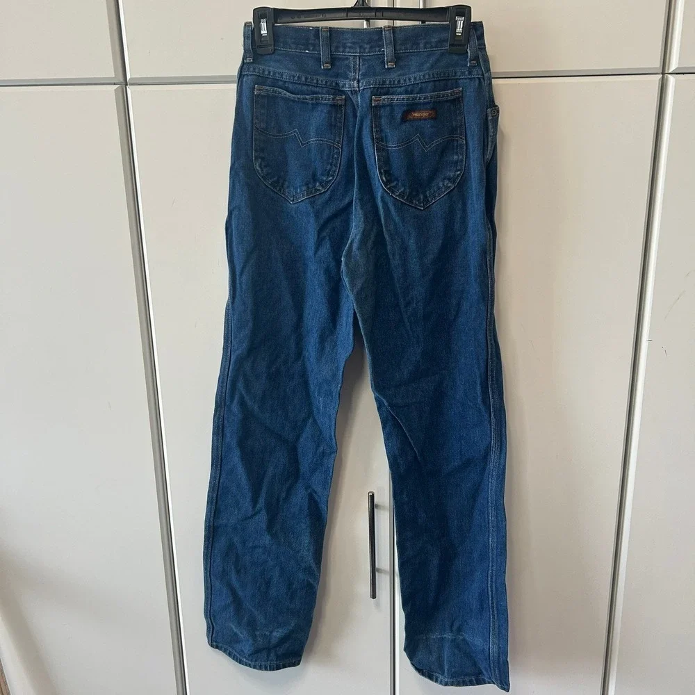 Vintage Wrangler Jeans Womens 12 Average Blue Denim High Rise Straight Leg USA